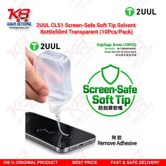 2UUL CL51 Screen-Safe Soft Tip Solvent Bottle 50ml Transparent (10Pcs/Pack)