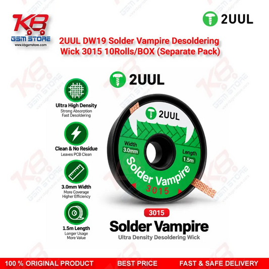 2UUL DW19 Solder Vampire Desoldering Wick 3015 – 10 Rolls/Box (Separate Pack)