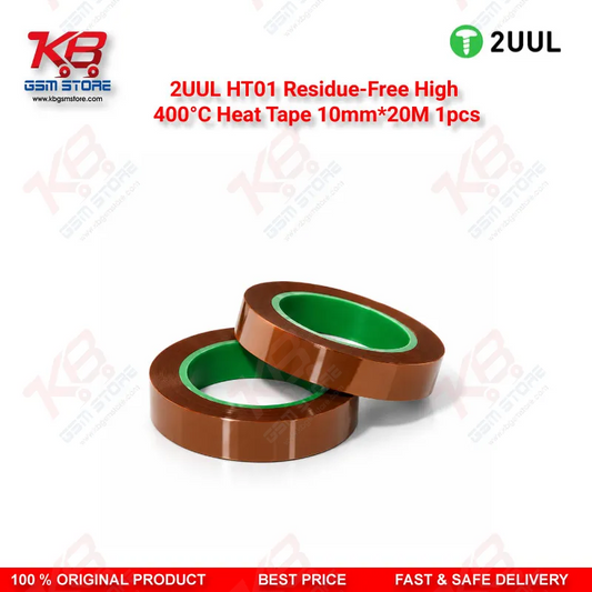 2UUL HT01 Residue-Free High 400°C Heat Tape 10mm*20M 1pcs — High Temperature PCB Masking & Insulation Tape for Mobile Repair