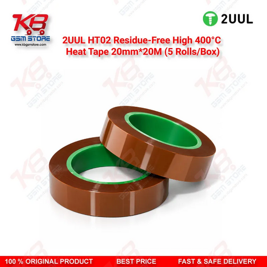 2UUL HT02 Residue-Free High 400°C Heat Tape 20mm*20M (5 Rolls/Box) — PCB & IC Soldering Heat Insulation Tape