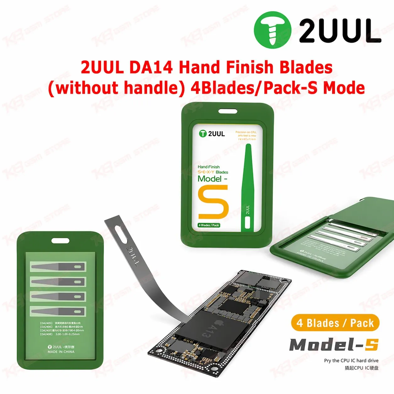 2UUL DA14 Hand Finish Blades (without handle) 4Blades/Pack-S Mode