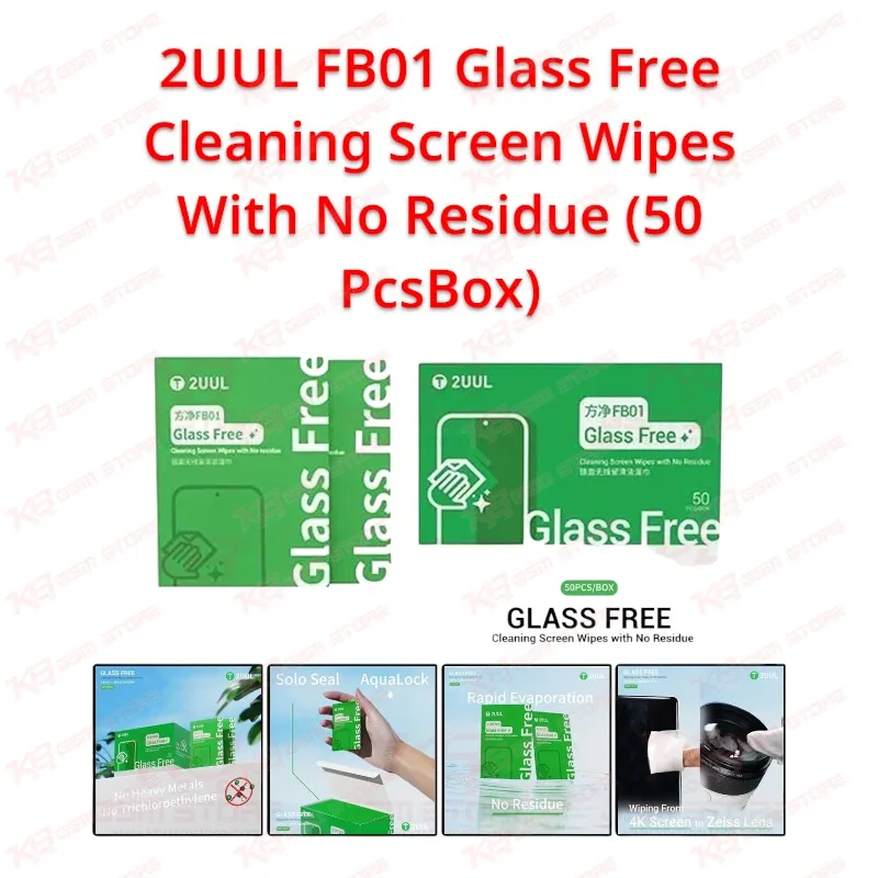 2UUL FB01 Glass Free Cleaning Screen Wipes With No Residue (50 PcsBox)