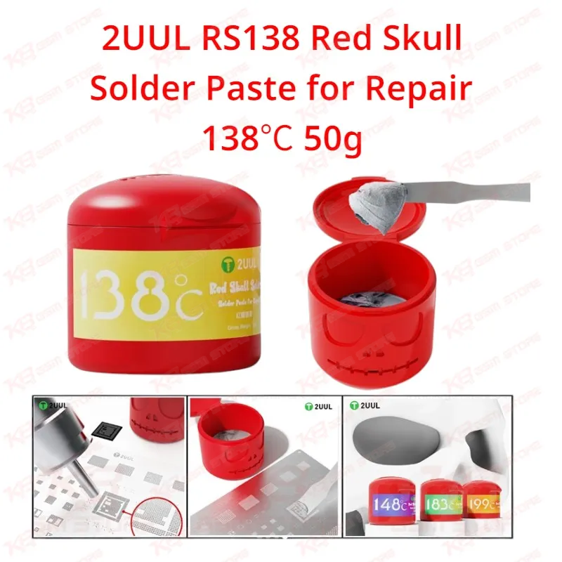 2UUL RS138 Red Skull Solder Paste for Repair 138℃ 50g