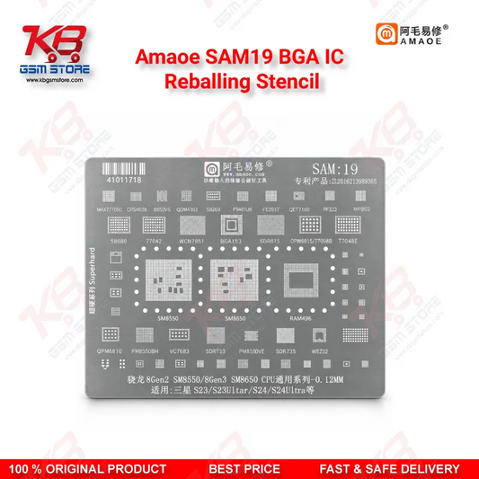 Amaoe SAM19 BGA IC Reballing Stencil – Snapdragon SM8550/SM8650 CPU Direct Heat Reballing Tool for Samsung S23/S23 Ultra/S24/S24 Ultra