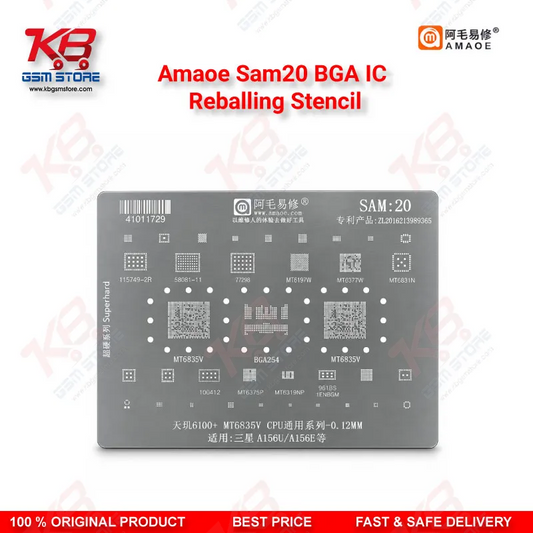 Amaoe SAM20 BGA IC Reballing Stencil – 0.12mm MT6835V CPU Stencil for Samsung Galaxy A15 5G (SM-A156U/A156E)