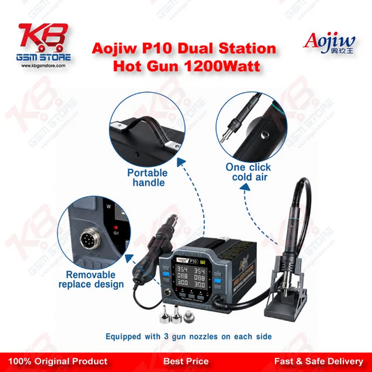 Aojiw P9 1200W Digital Hot Air Gun Rework Station for Mobile Repair