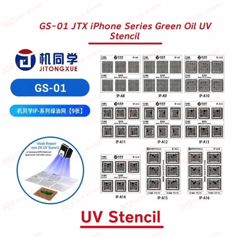 JTX GS-01 iPhone Green Oil UV Stencil Series 9 Models