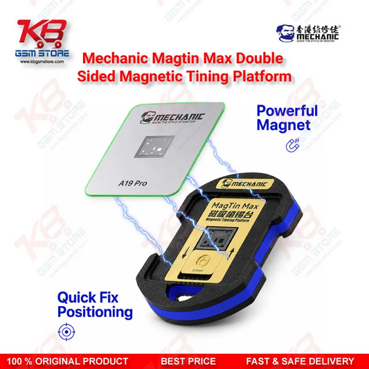 Mechanic MagTin Max Dual-Sided Magnetic BGA Reballing Platform – 75 Stencil Set for iPhone, Samsung, Huawei, Qualcomm & MediaTek