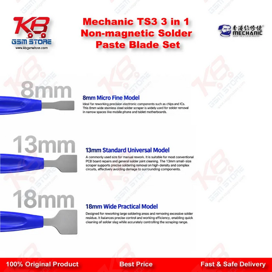 Mechanic TS3 3 in 1 Non-magnetic Solder Paste Blade Set PK