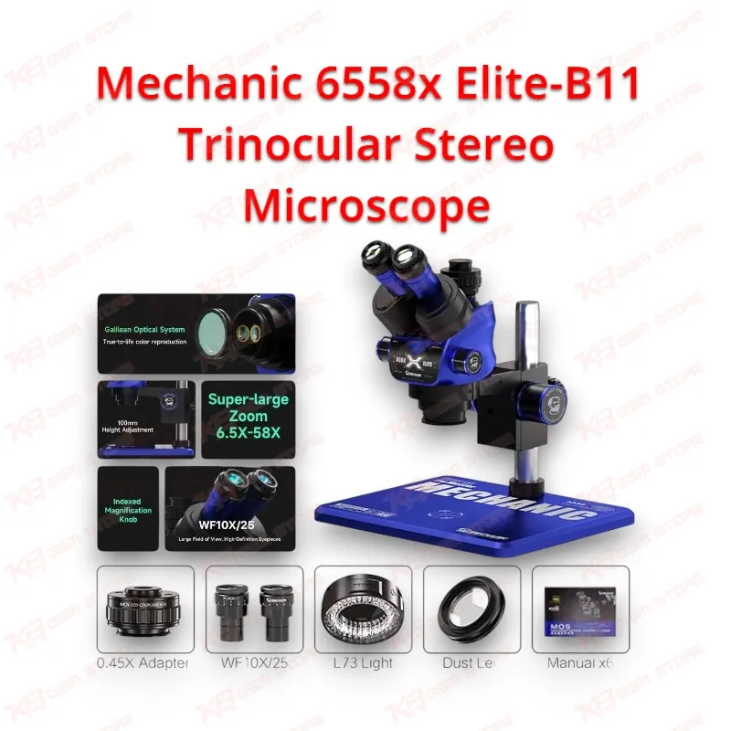 Mechanic 6558x Elite-B11 Trinocular Stereo Microscope