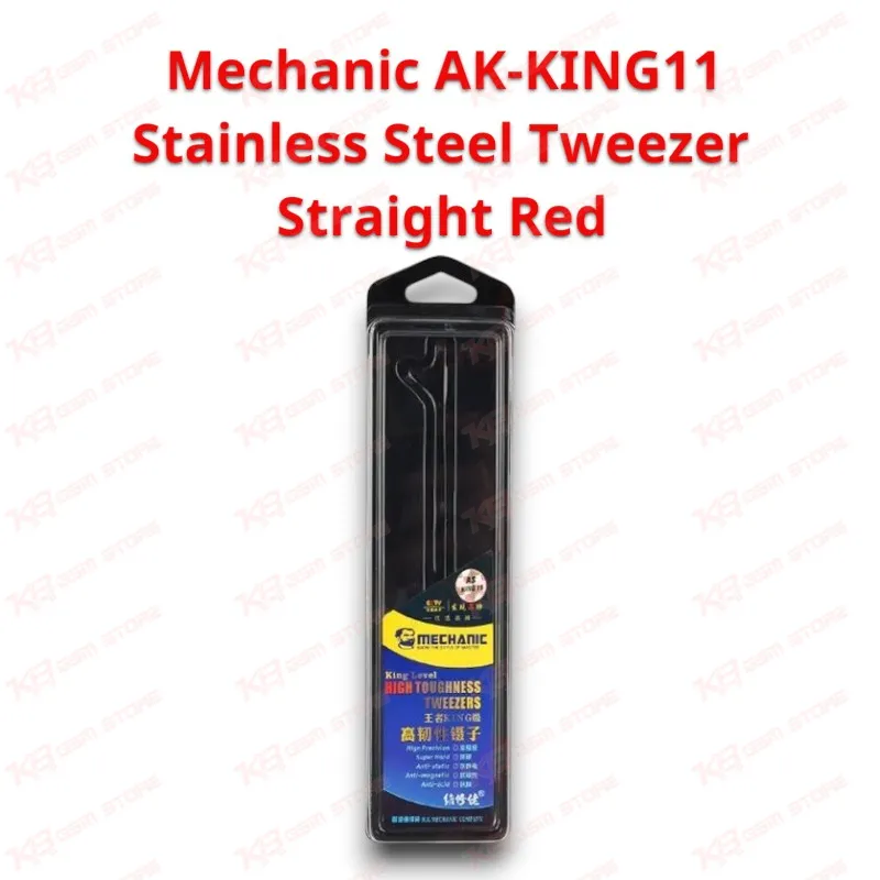 Mechanic AK-KING11 Stainless Steel Tweezer Straight Red