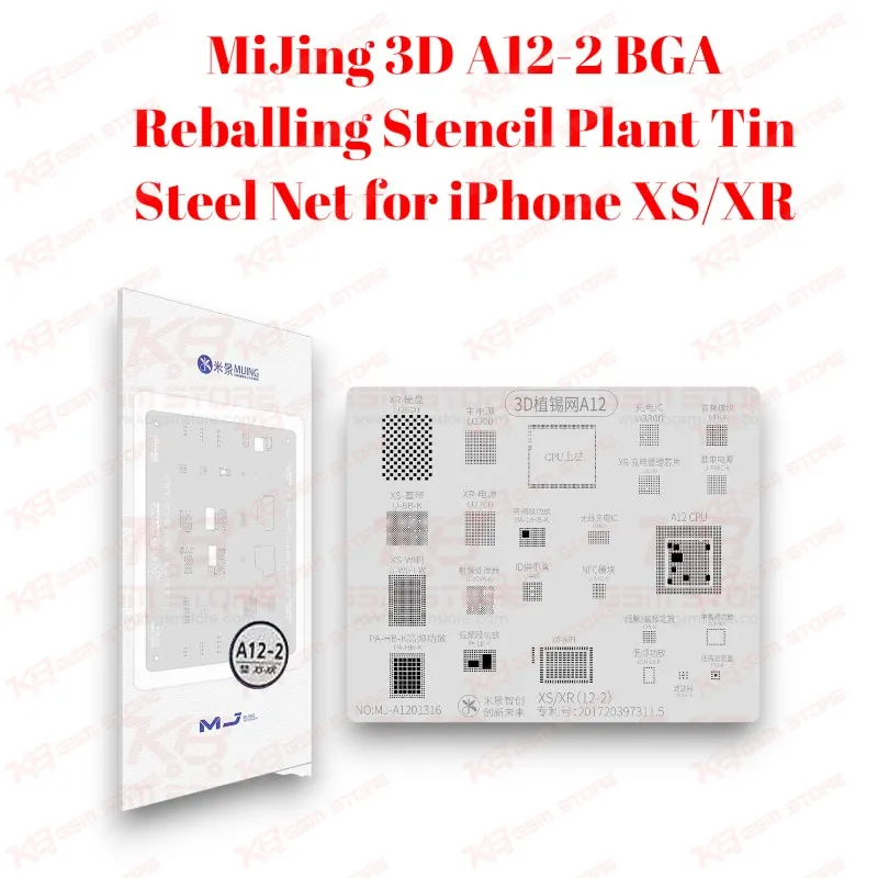 MiJing 3D A12-2 BGA Reballing Stencil Plant Tin Steel Net for iPhone XS/XR