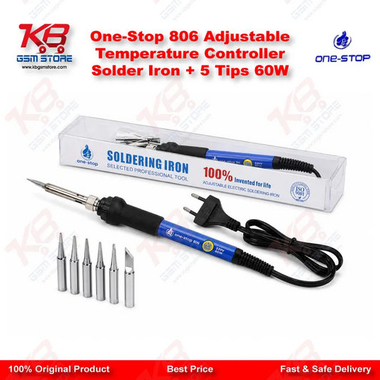 One-Stop 806 Adjustable Temperature Controller Solder Iron + 5 Tips 60W