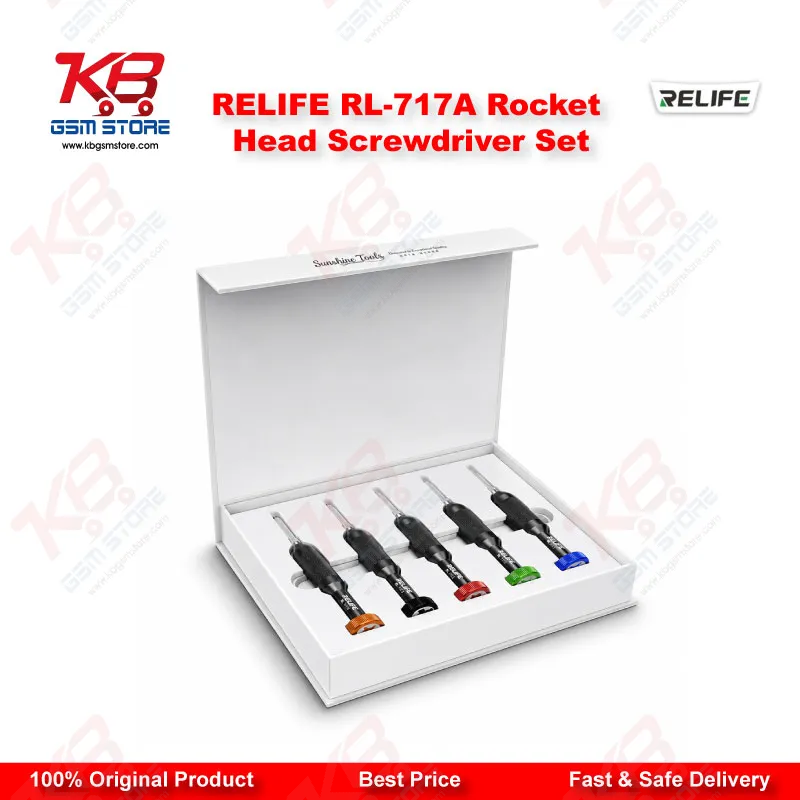 RELIFE RL-717A Rocket Head Precision Screwdriver Set (5-in-1) – IP17 & Android Compatible