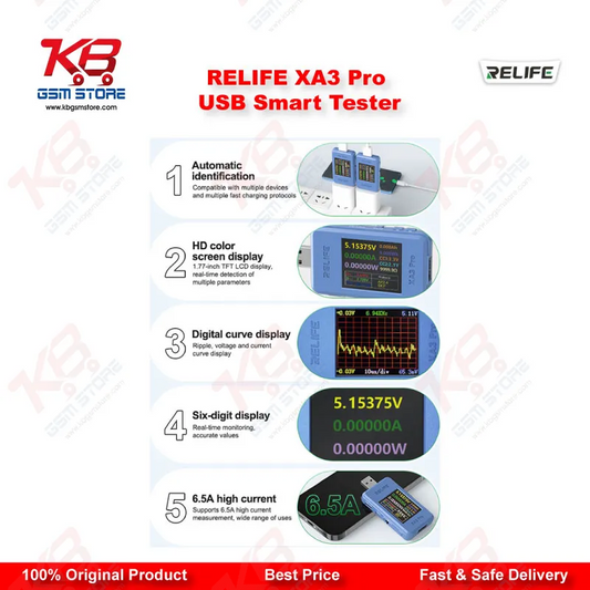 RELIFE XA3 Pro USB Smart Tester - PD QC Fast Charging Protocol Detector