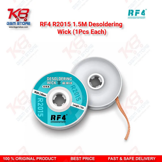 RF4 R2015 1.5M Desoldering Wick (1Pcs Each) – 2.0mm Low-Residue Copper Solder Wick for PCB & BGA Rework