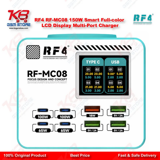 RF4 RF-MC08 150W Smart Full-Color LCD Multi-Port Charging Station