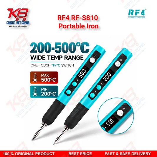 RF4 RF-S810 Portable Iron – Type-C Rechargeable Soldering Iron with 200-500°C Adjustable Temperature for Mobile Repair Technicians