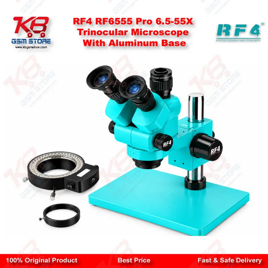 RF4 RF6555 Pro 6.5-55X Trinocular Microscope With Aluminum Base