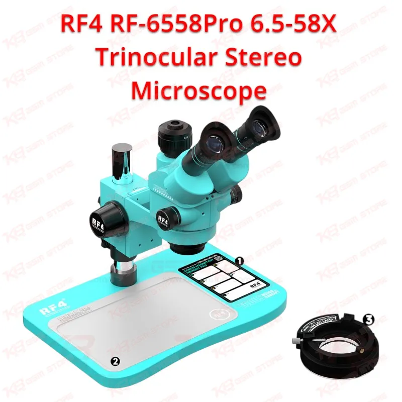 RF4 RF-6558Pro 6.5-58X Trinocular Stereo Microscope