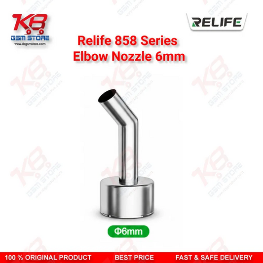 RELIFE 858 Series 6mm Elbow Nozzle – 45° Bent Hot Air Rework Nozzle for BGA & Microscope Repair