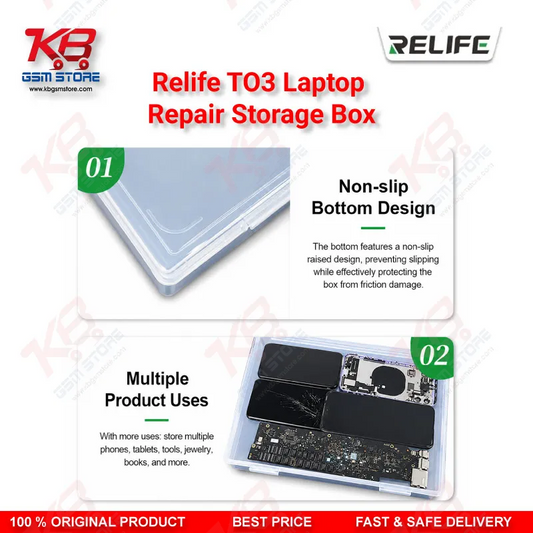 RELIFE TO3 13-Inch Laptop Repair Storage Box – Anti-Collision Component Organizer