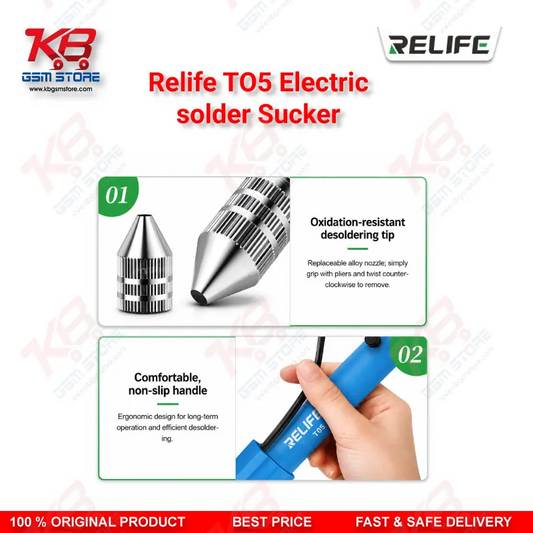 Relife TO5 Electric Solder Sucker – 30W Desoldering Gun for Mobile PCB Repair