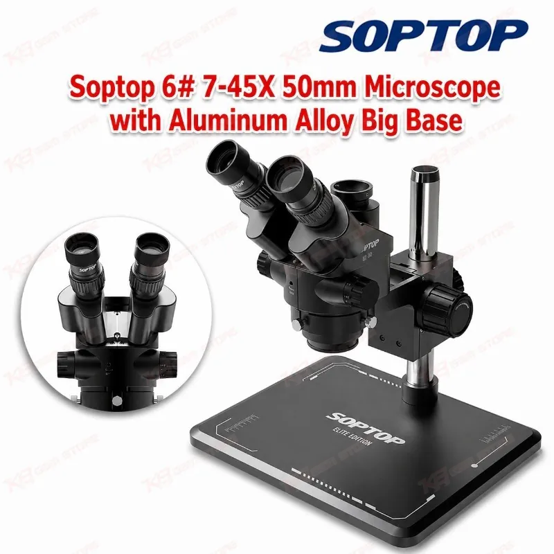 Soptop 6# 7-45X 50mm Microscope with Aluminum Alloy Big Base