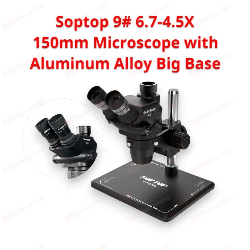 Soptop 9# 6.7-4.5X 150mm Microscope with Aluminum Alloy Big Base