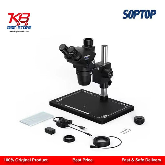 Soptop SZN71 Pro Max 6.7–45X HD Trinocular Stereo Microscope for Mobile Phone PCB BGA IC Micro-Soldering Repair