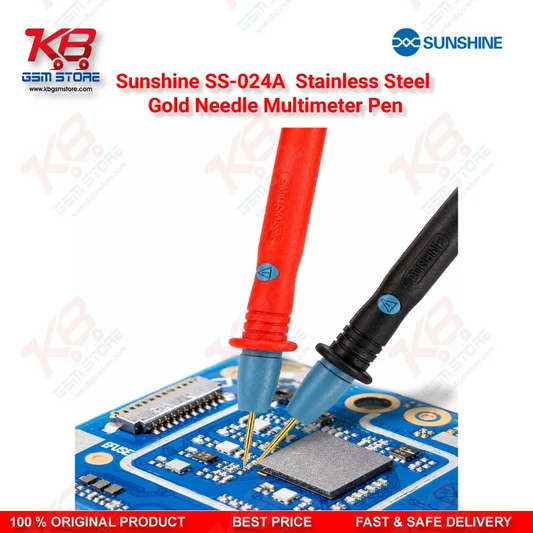 Sunshine SS-024A Stainless Steel Gold Needle Multimeter Test Lead Pen – 1000V 20A Precision Probe