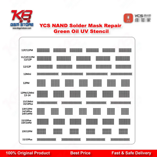 YCS Font/NAND Solder Mask Repair Green Oil UV Stencil – BGA Reballing Stencil
