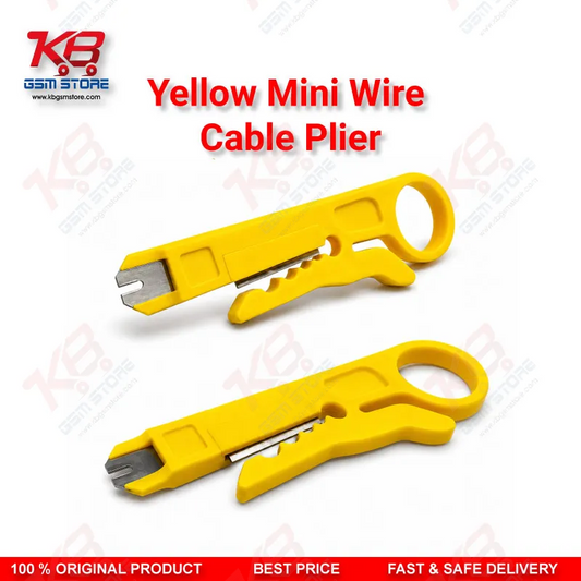 Yellow Mini Wire Cable Cutter & Stripper Plier – Compact Punch-Down Tool for Repair Benches