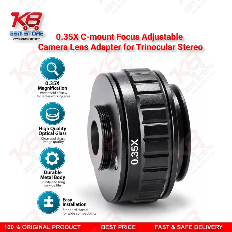 0.35X C-mount Focus Adjustable Camera Lens Adapter for Trinocular Stereo Microscope – New Type Trinocular Port C-Mount Camera Adapter Ring