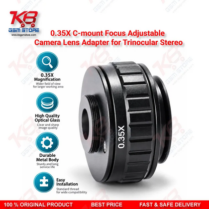 0.35X C-mount Focus Adjustable Camera Lens Adapter for Trinocular Stereo Microscope – New Type Trinocular Port C-Mount Camera Adapter Ring