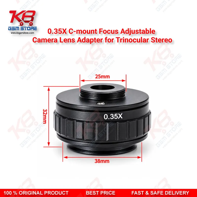 0.35X C-mount Focus Adjustable Camera Lens Adapter for Trinocular Stereo Microscope – New Type Trinocular Port C-Mount Camera Adapter Ring
