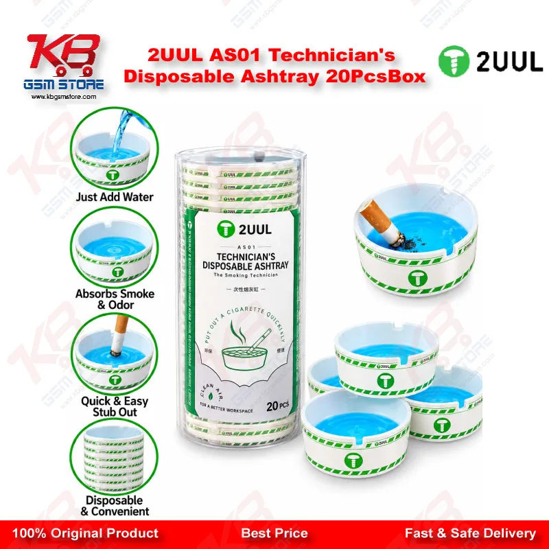 2UUL AS01 Technician's Disposable Ashtray 20Pcs/Box – Repair Bench Waste Collection Tray for Mobile Repair Shops