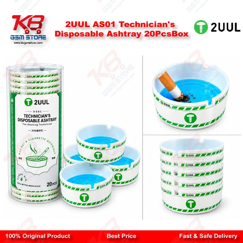 2UUL AS01 Technician's Disposable Ashtray 20Pcs/Box – Repair Bench Waste Collection Tray for Mobile Repair Shops
