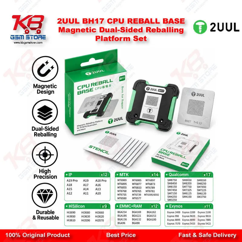 2UUL BH17 CPU REBALL BASE Magnetic Dual-Sided Reballing Platform Set