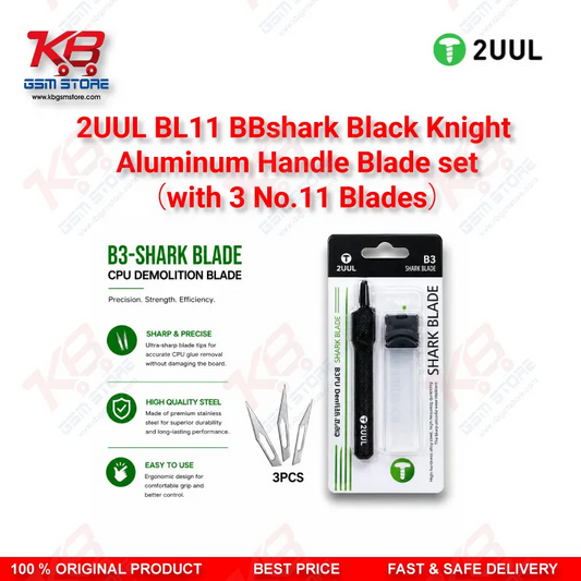 2UUL BL11 BBshark Black Knight Aluminum Handle Blade Set with 3 No.11 Blades