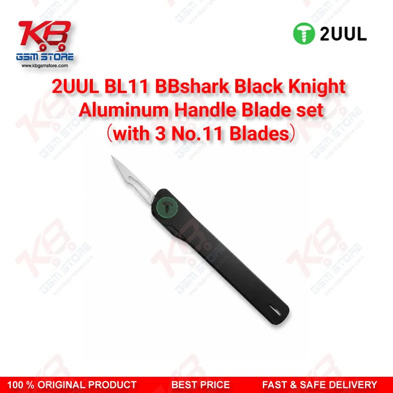 2UUL BL11 BBshark Black Knight Aluminum Handle Blade Set with 3 No.11 Blades