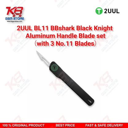 2UUL BL11 BBshark Black Knight Aluminum Handle Blade Set with 3 No.11 Blades