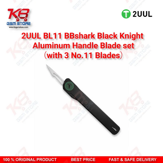2UUL BL11 BBshark Black Knight Aluminum Handle Blade Set with 3 No.11 Blades