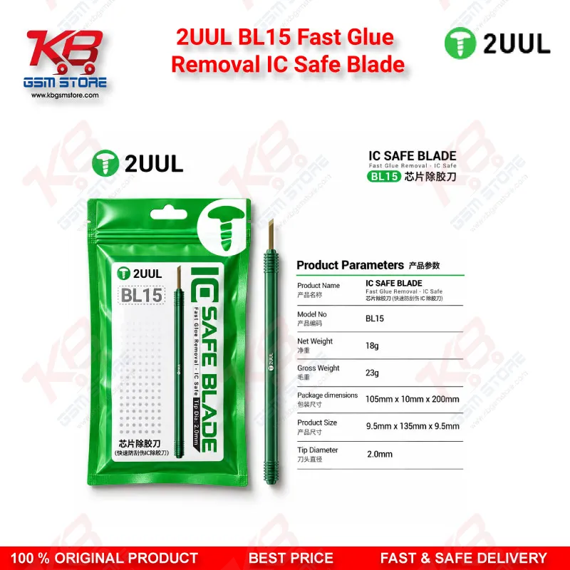 2UUL BL15 Fast Glue Removal IC Safe Blade - 45° Tip