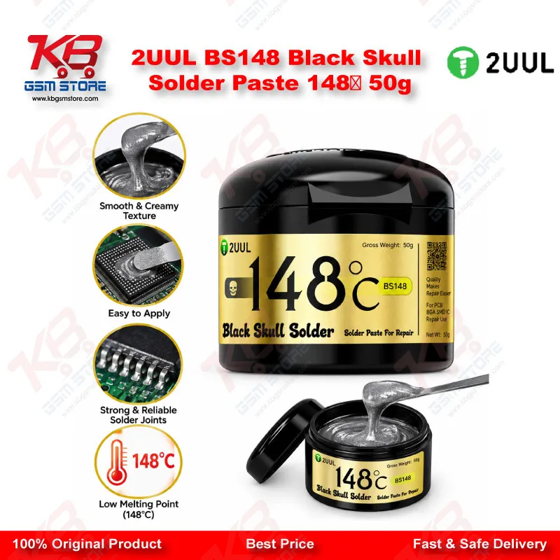 2UUL BS148 Black Skull Solder Paste 148℃ 50g