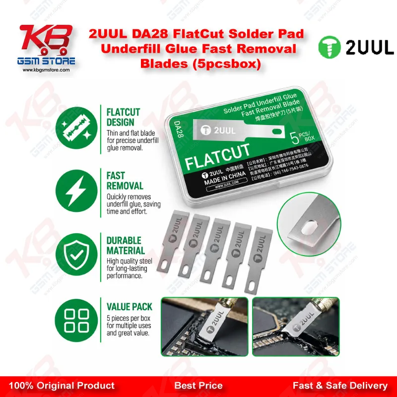 2UUL DA28 FlatCut Solder Pad Underfill Glue Fast Removal Blades (5pcs/box)