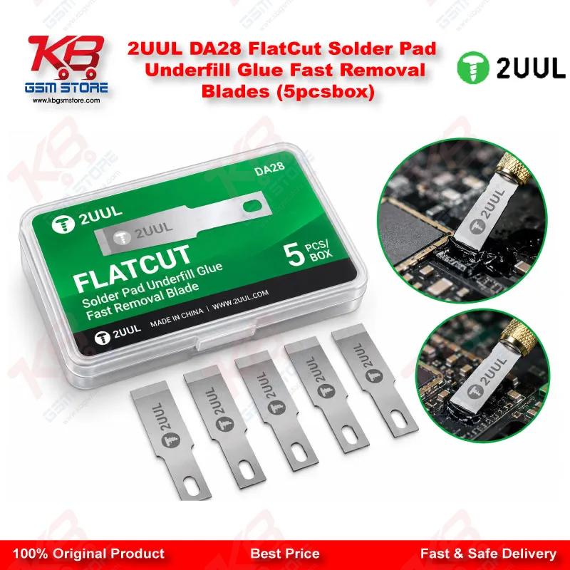 2UUL DA28 FlatCut Solder Pad Underfill Glue Fast Removal Blades (5pcs/box)