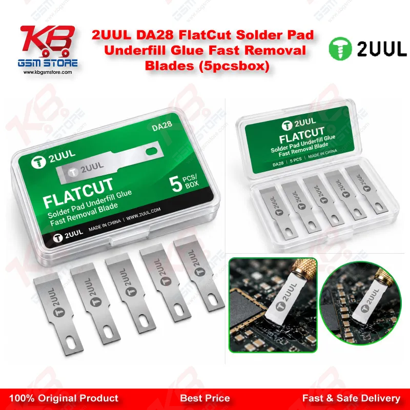 2UUL DA28 FlatCut Solder Pad Underfill Glue Fast Removal Blades (5pcs/box)