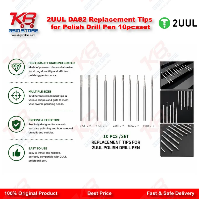 2UUL DA82 Replacement Tips for Polish Drill Pen 10pcs/set
