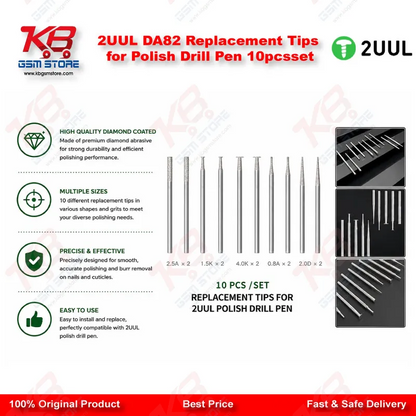 2UUL DA82 Replacement Tips for Polish Drill Pen 10pcs/set
